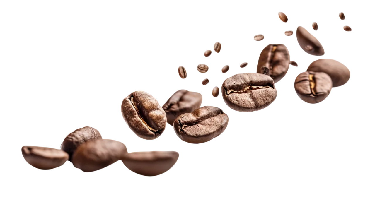 Floating Coffee Beans on Transparent Background | Free PNG