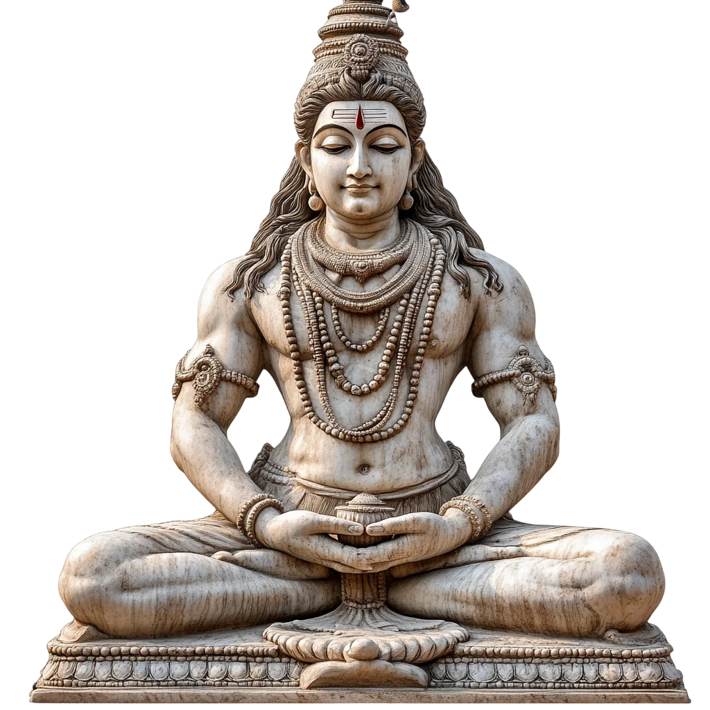 Meditating Lord Shiva Stone Statue Free PNG