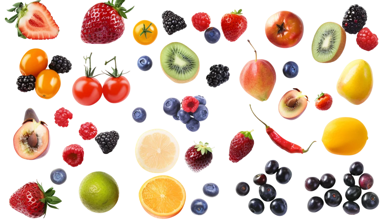 Assorted Fresh Fruits and Berries Free PNG
