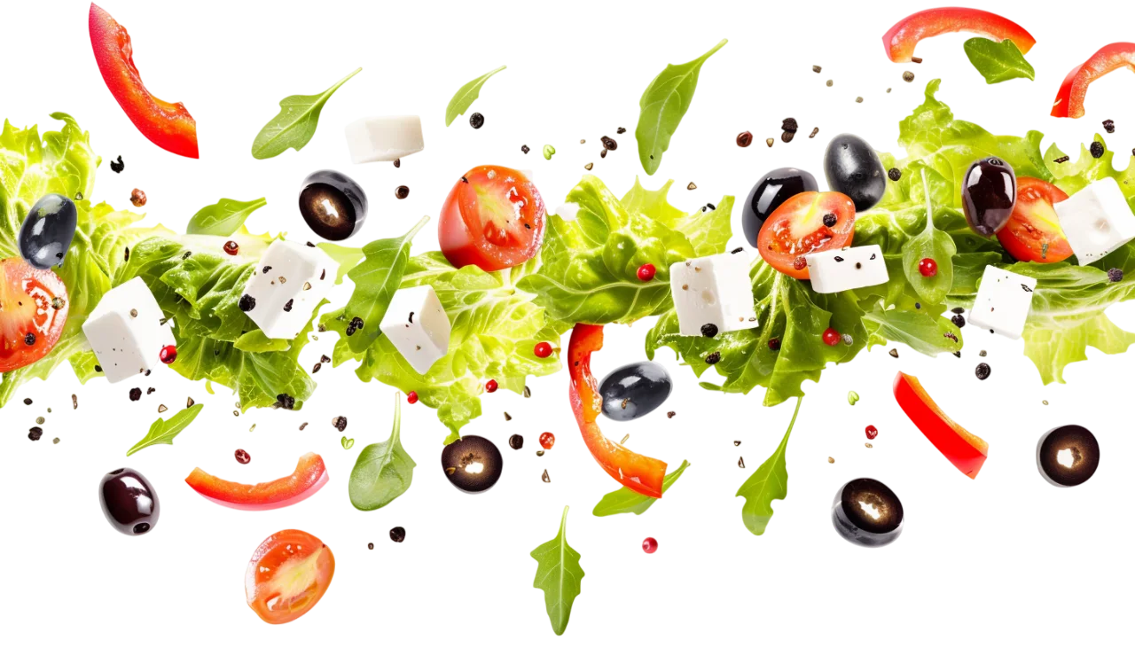Floating Mediterranean Salad Ingredients Free PNG