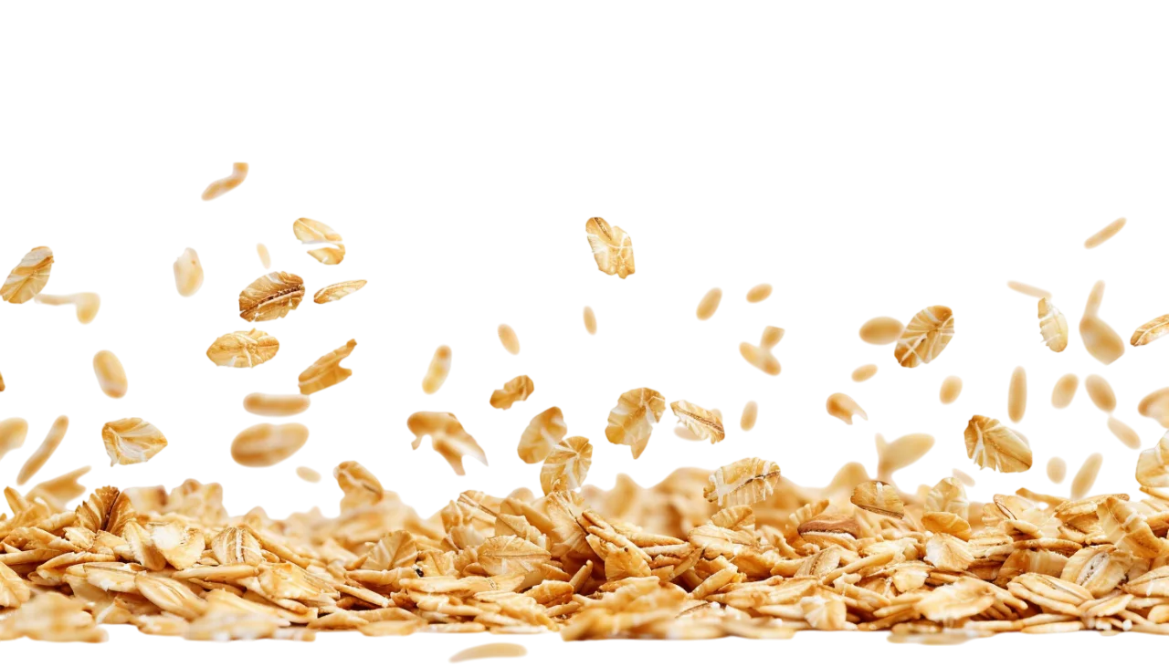 Golden Oat Flakes Falling into a Pile Free PNG