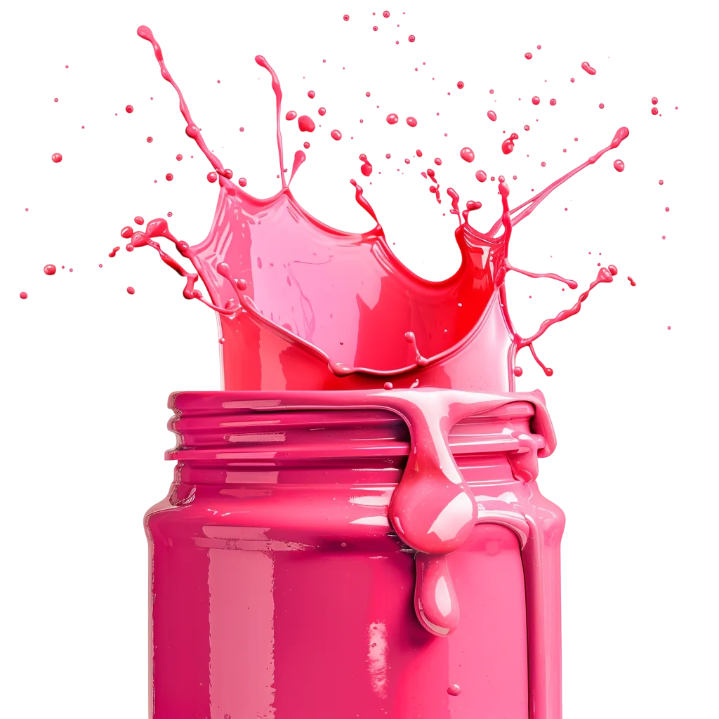 Pink Paint Jar with Splash | Free PNG