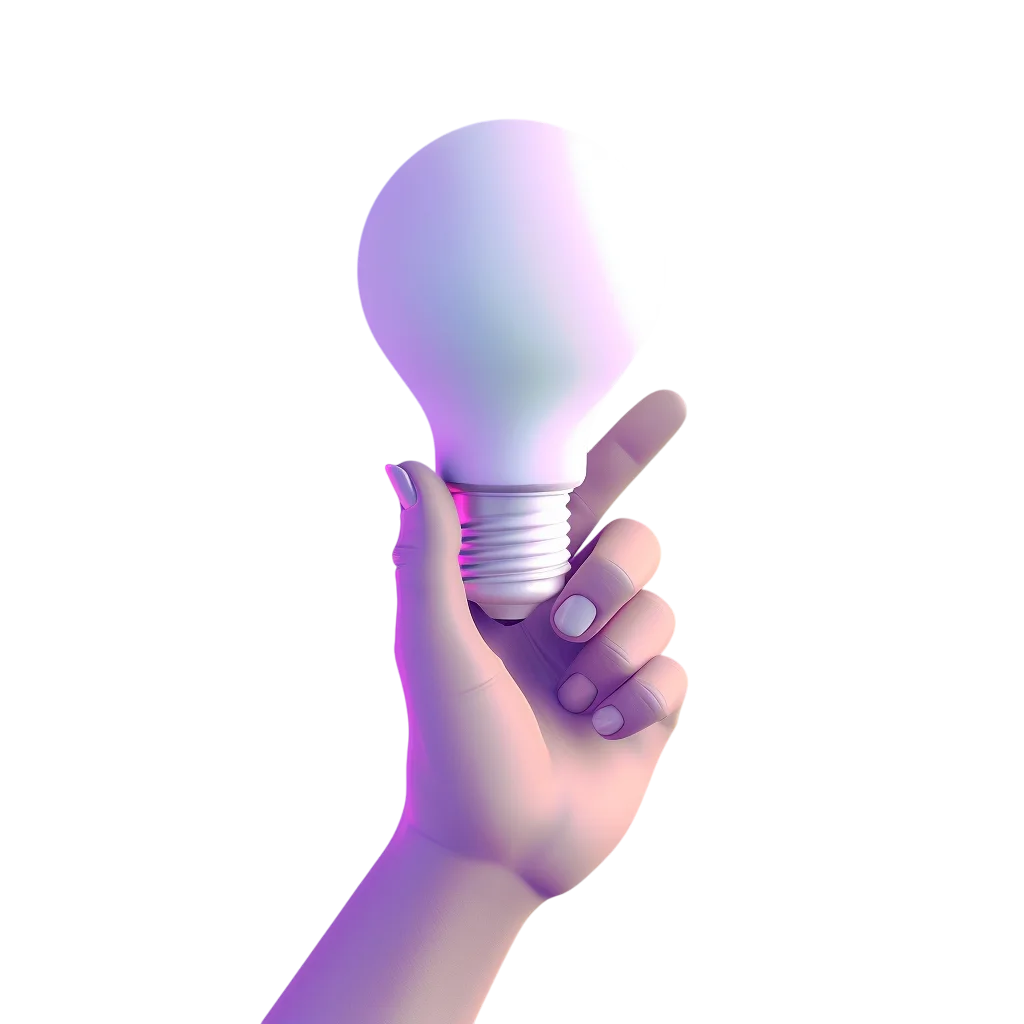 Hand Holding a Glowing Light Bulb – Free PNG
