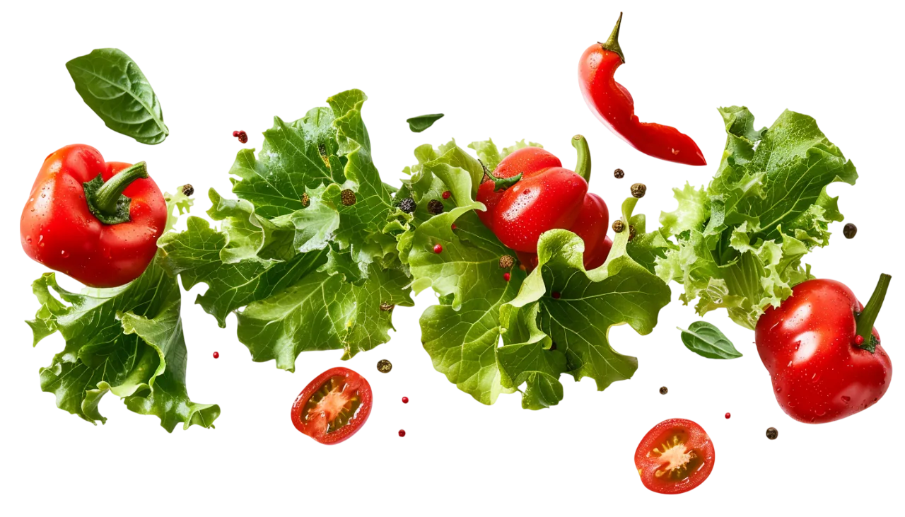 Fresh Lettuce, Red Peppers and Tomatoes Free PNG