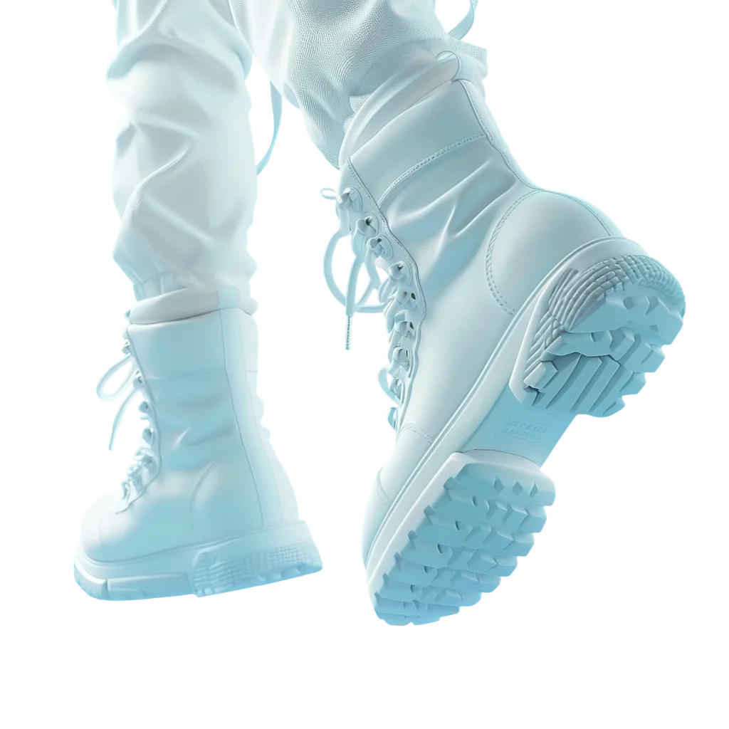 Pale Blue Lace-Up Combat Boots with Chunky Soles Free PNG