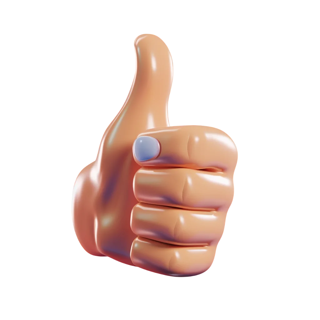 Glossy 3D Thumbs-Up Hand Gesture Free PNG