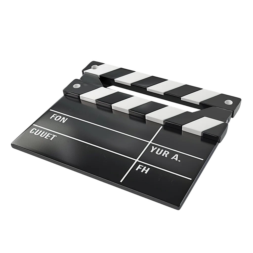 Black Film Clapperboard with Striped Hinge Free PNG