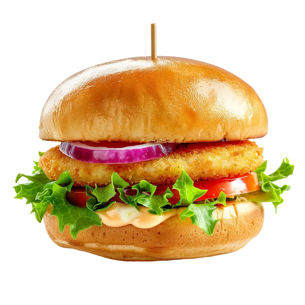 Crispy Burger with Fresh Toppings – Free PNG