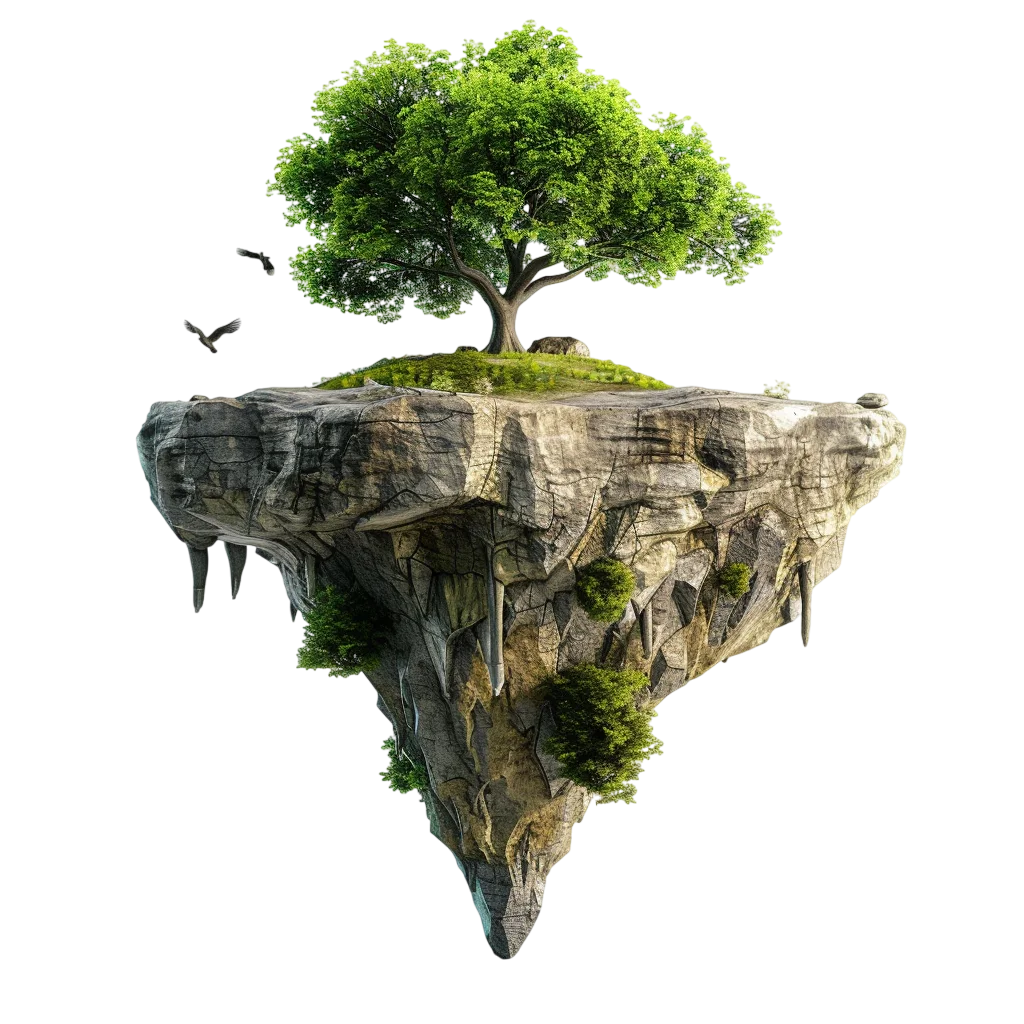 Floating Island with a Lush Tree – Free PNG