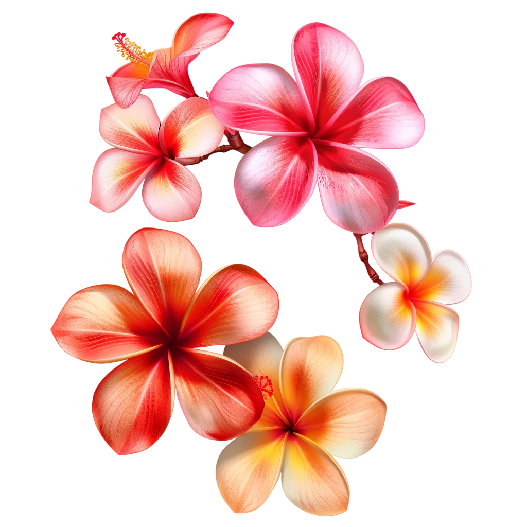 Tropical Plumeria and Hibiscus Flowers Free PNG