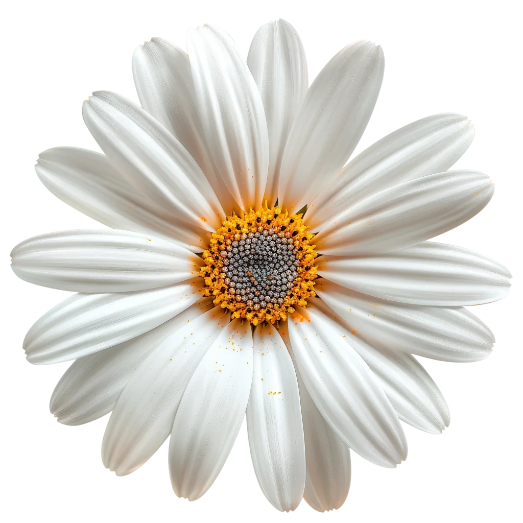 White Daisy Flower with Golden Center Free PNG