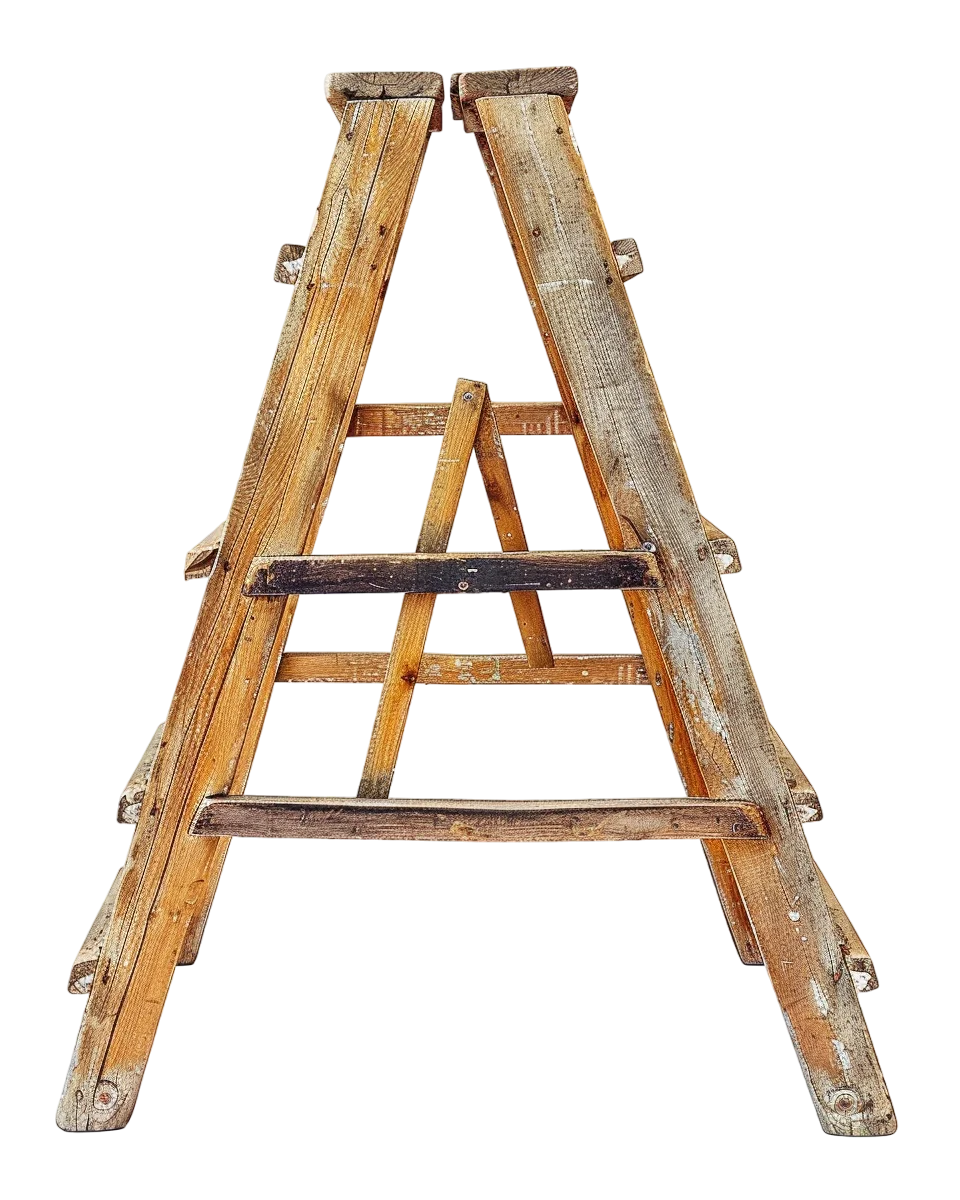 Weathered Wooden A-Frame Ladder Free PNG