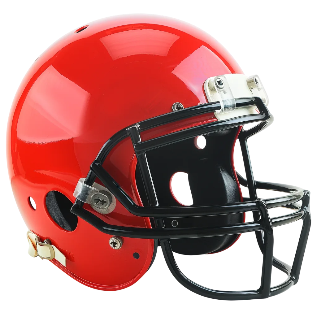Glossy Red American Football Helmet with Black Faceguard Free PNG