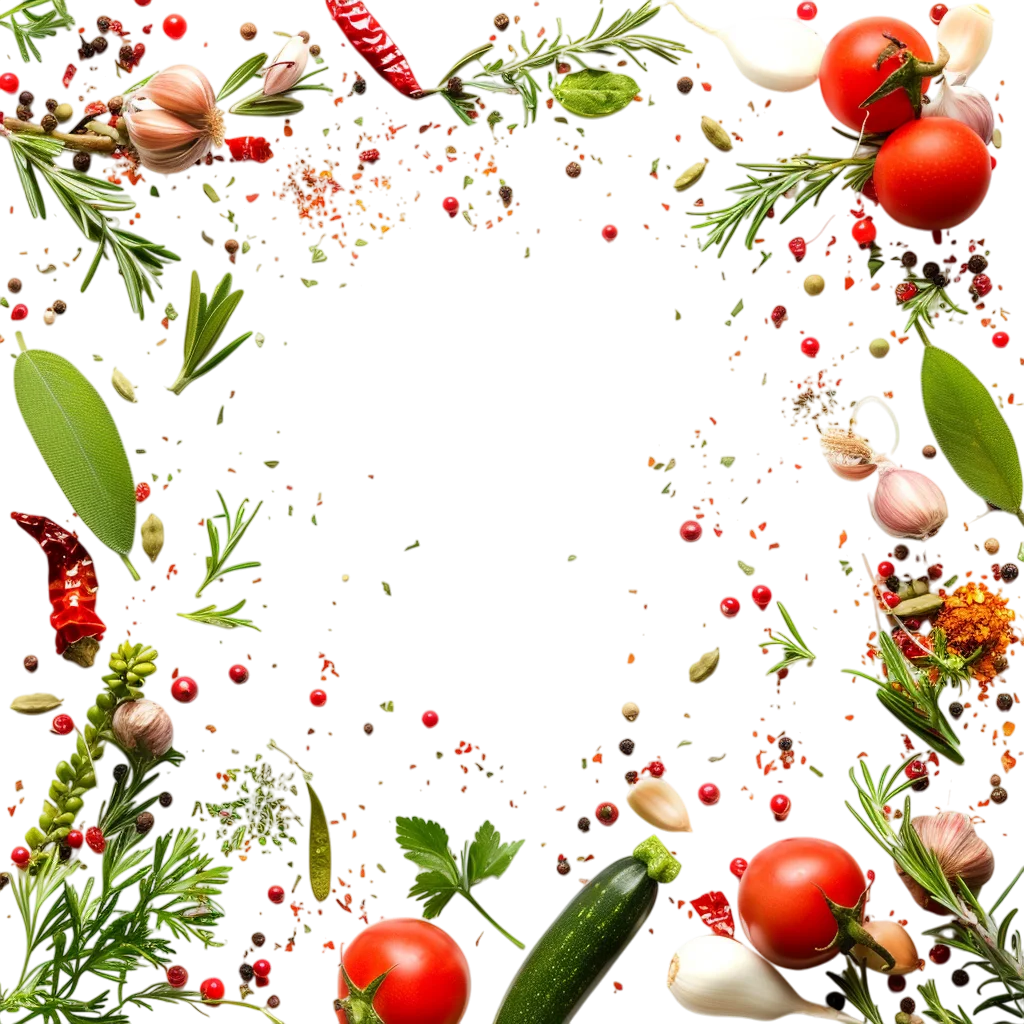Herbs, Tomatoes and Spices Border Frame Free PNG