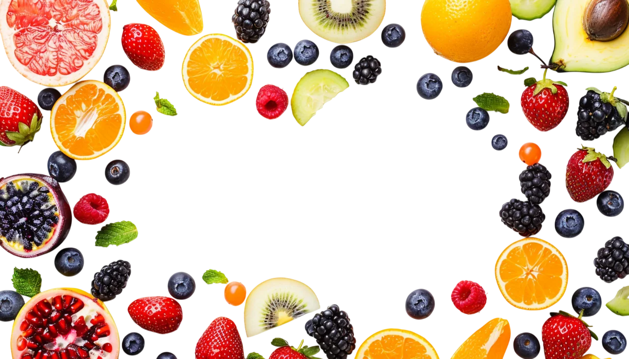 Colorful Mixed Fruit Border Frame Free PNG