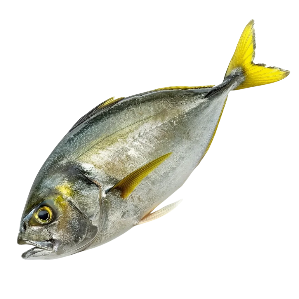 Silver Yellowtail Fish with Yellow Fins Free PNG