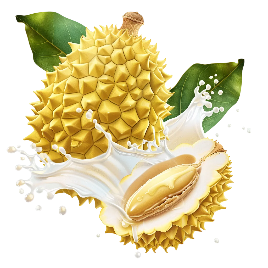 Golden Durian with Creamy Milk Splash Free PNG
