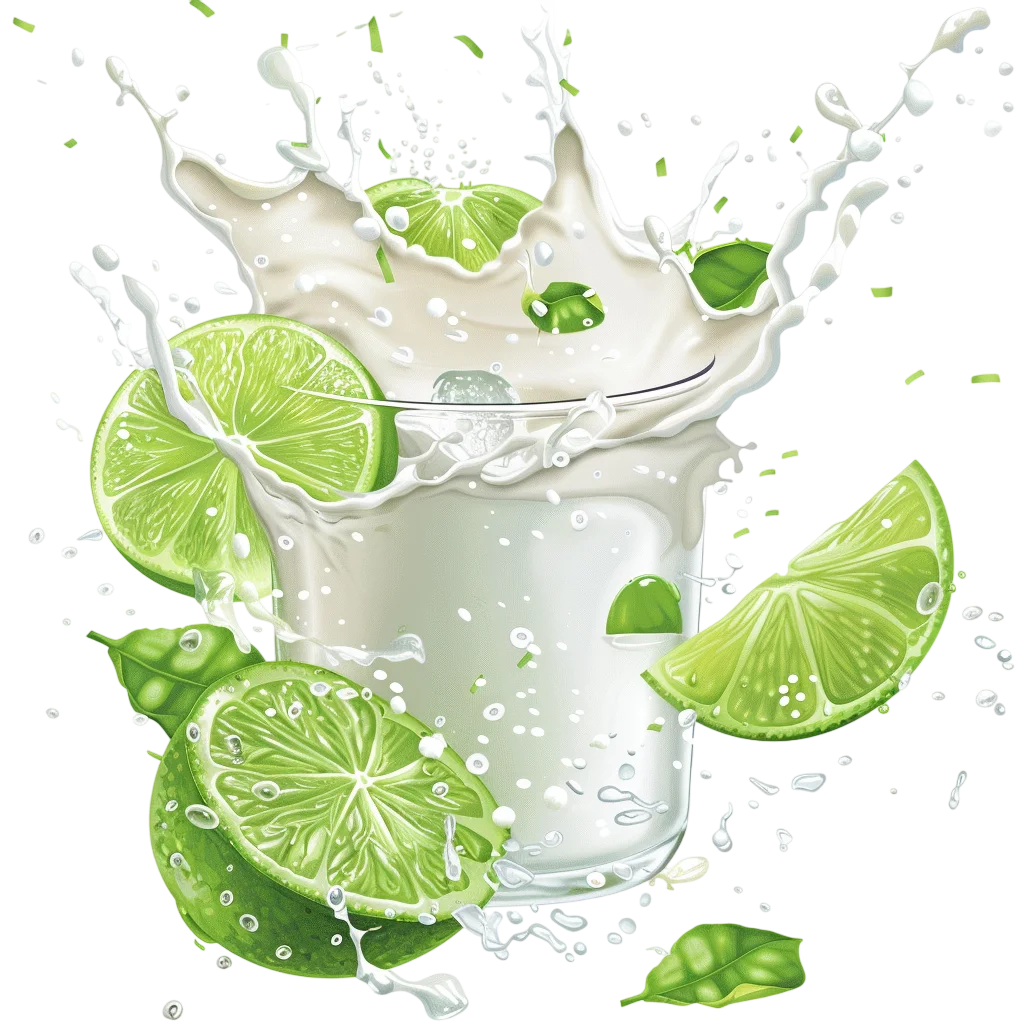 Free PNG Creamy Lime Splash with Fresh Citrus Slices