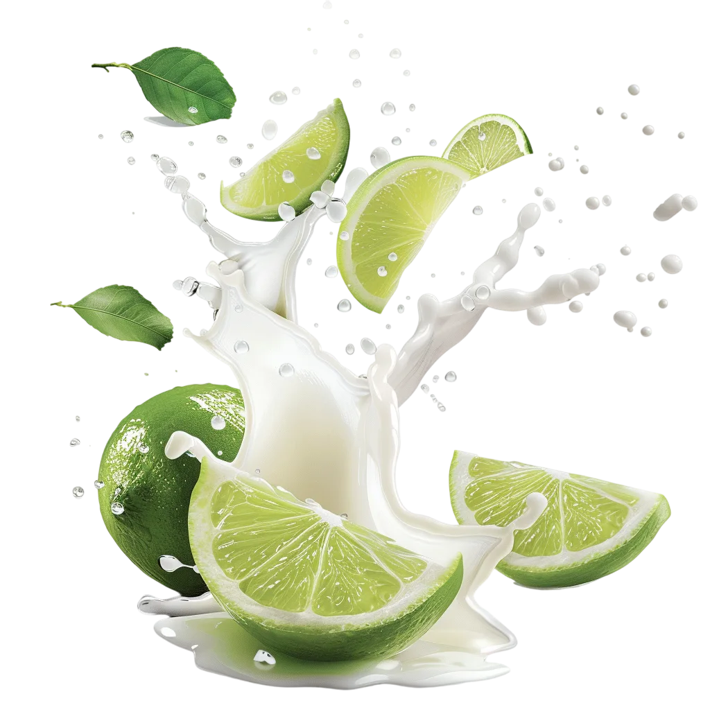 Green Lime Slices with Creamy Splash | Free PNG