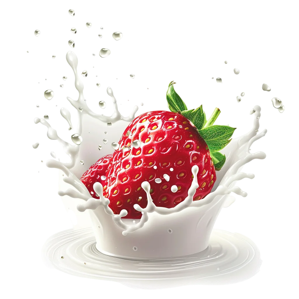 Fresh Strawberry Splashing in Milk Free PNG