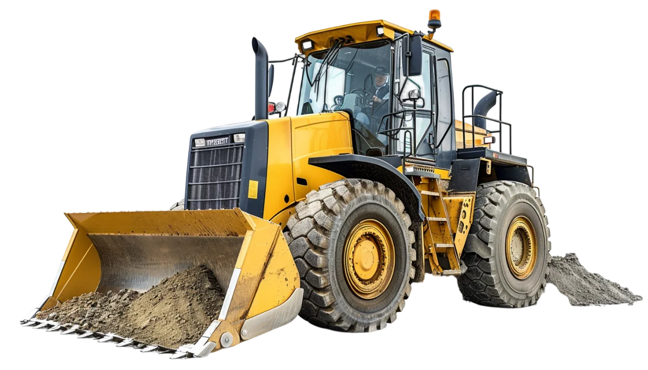 Yellow Front-End Wheel Loader with Gravel Bucket - Free PNG