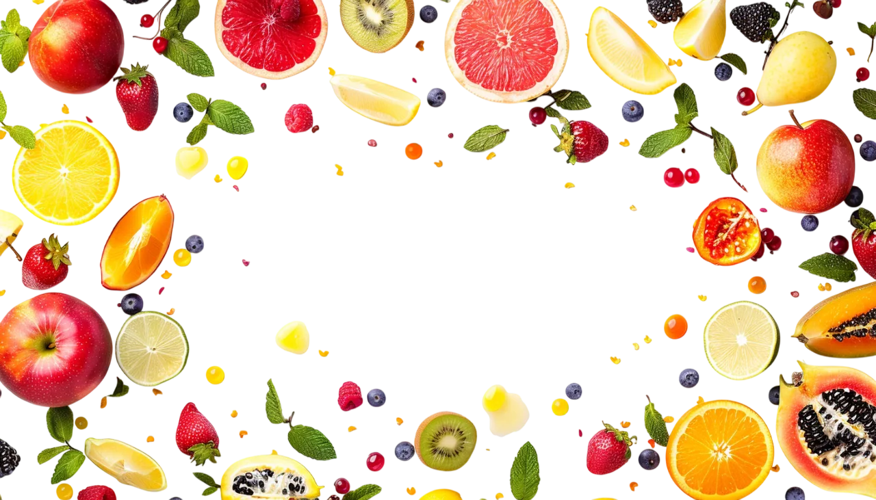 Fresh Fruit Border Frame with Open Center – Free PNG