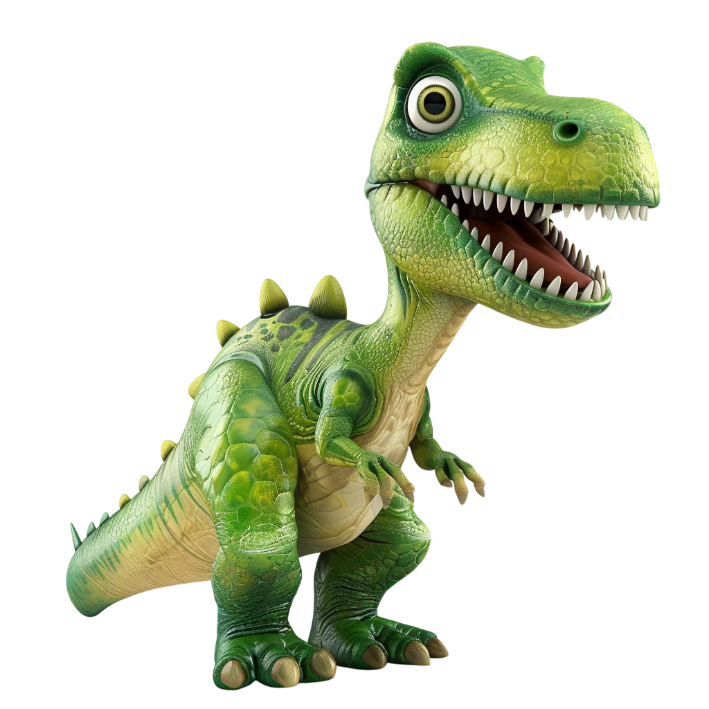 Cheerful Green Cartoon Dinosaur with Open Mouth - Free PNG