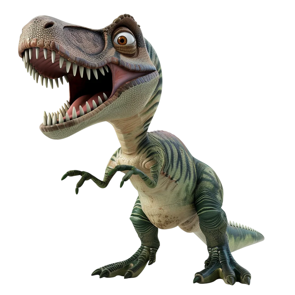 Free PNG of a Roaring Cartoon T-Rex