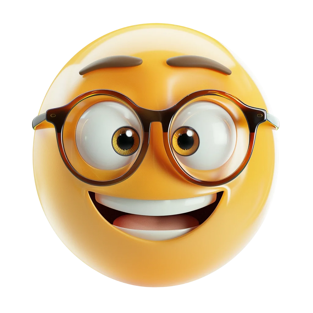 Smiling Nerd Emoji with Glasses Free PNG