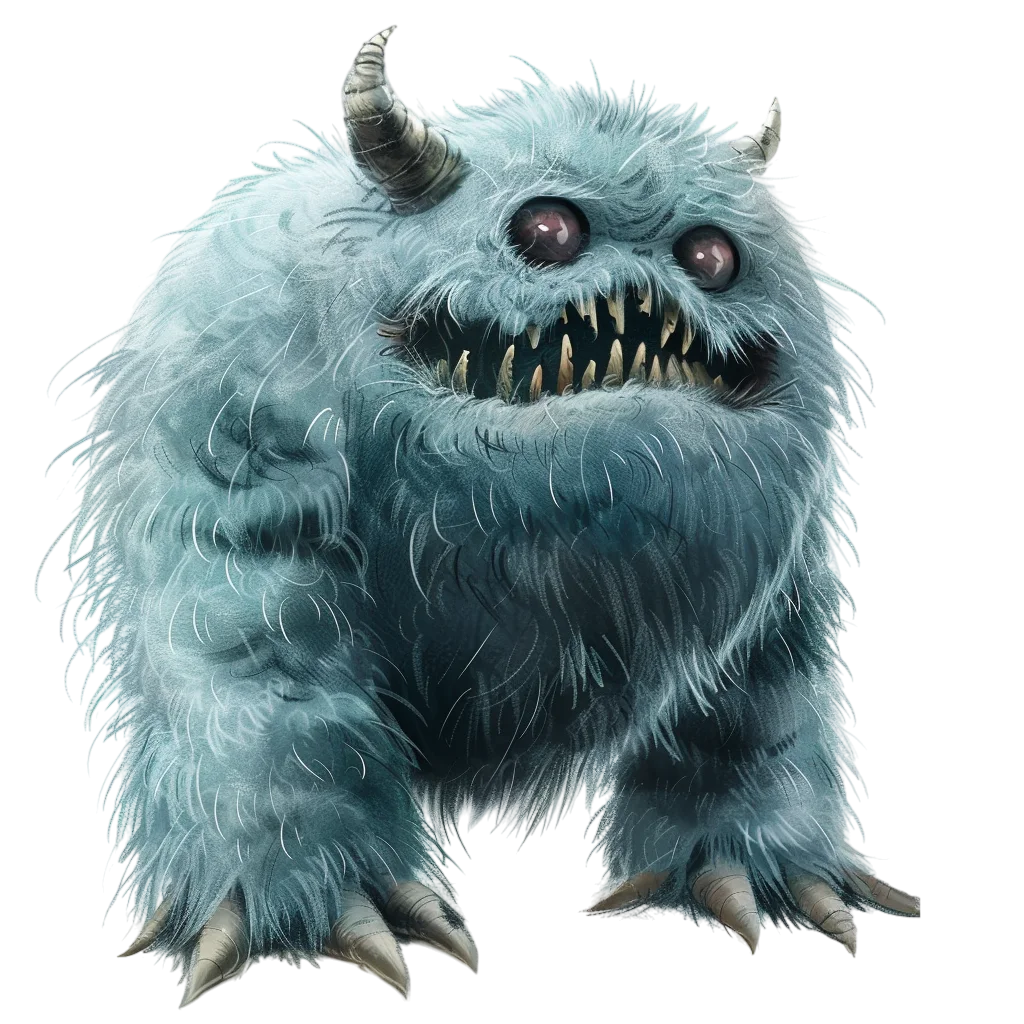 Shaggy Horned Monster Creature Free PNG