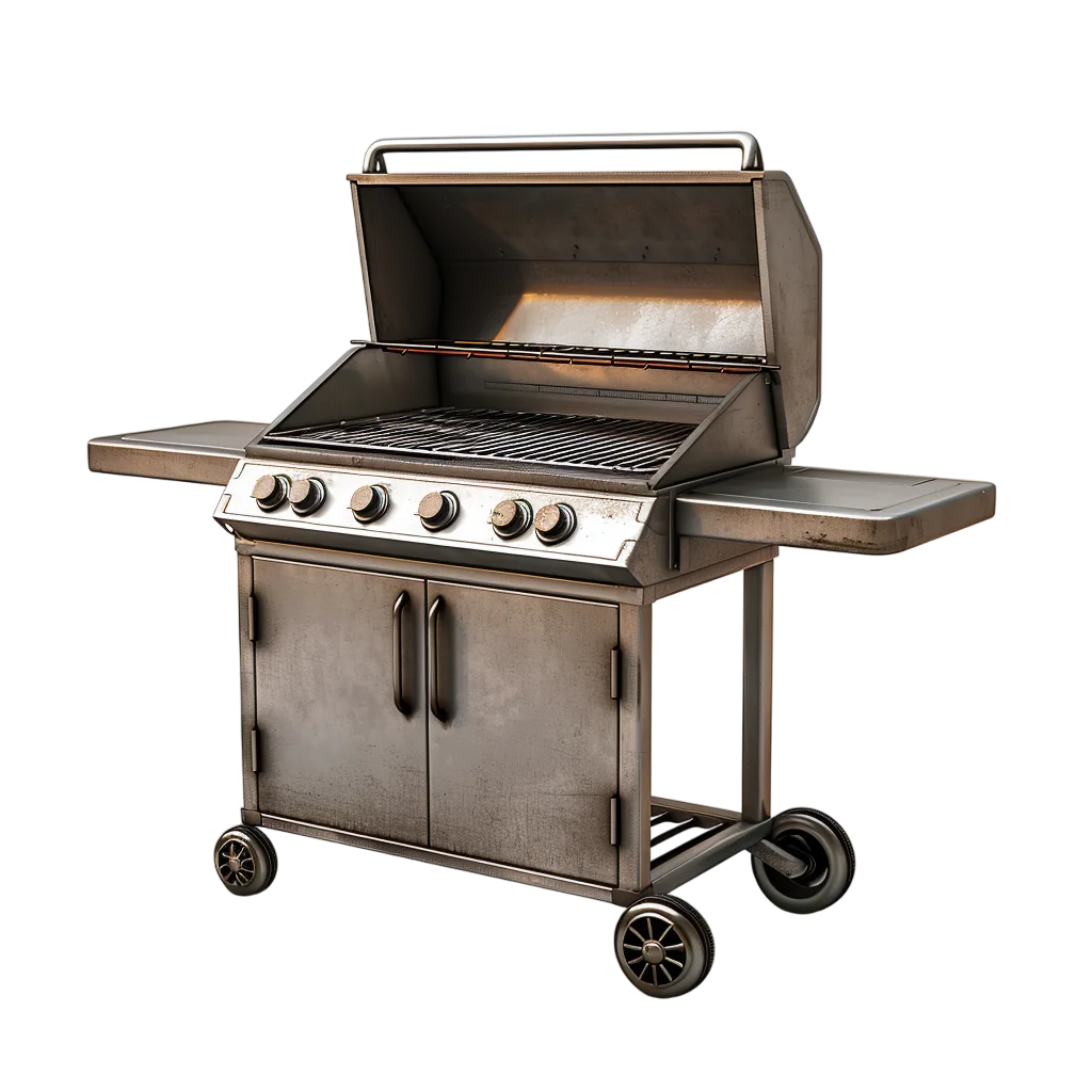 Stainless Steel Gas Grill with Open Lid Free PNG