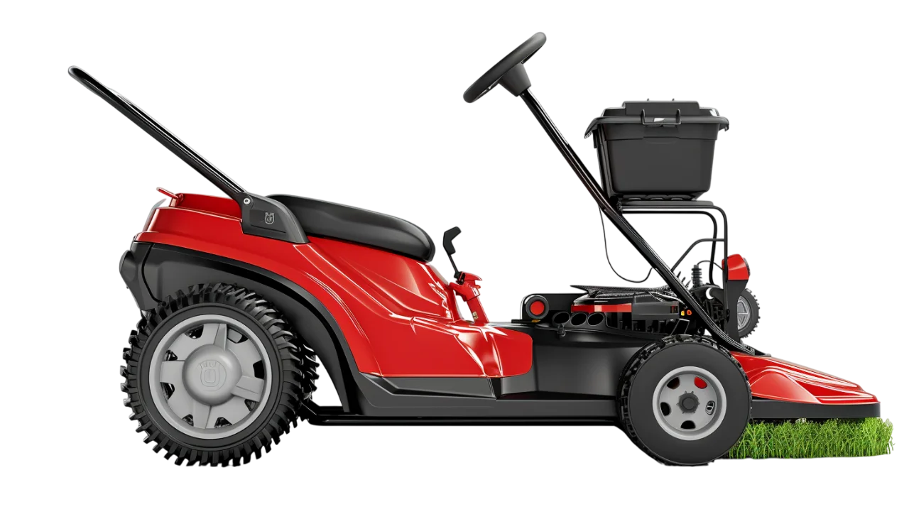 Red and Black Walk-Behind Lawn Mower Free PNG