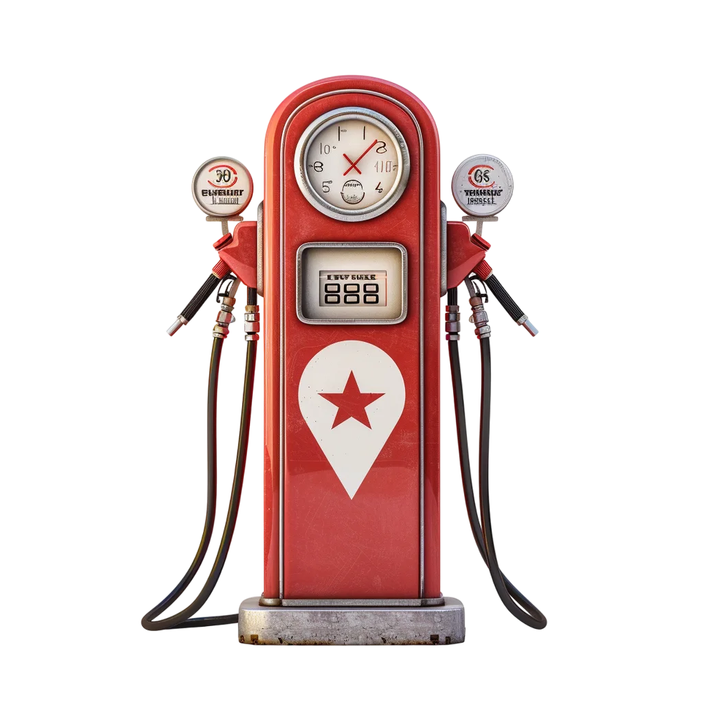 Weathered Red Vintage Gas Pump with Star Pin Emblem Free PNG