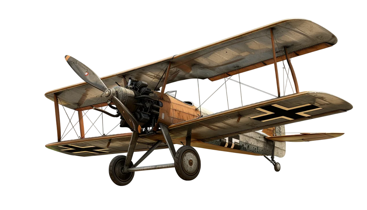 Weathered World War I German Biplane Free PNG