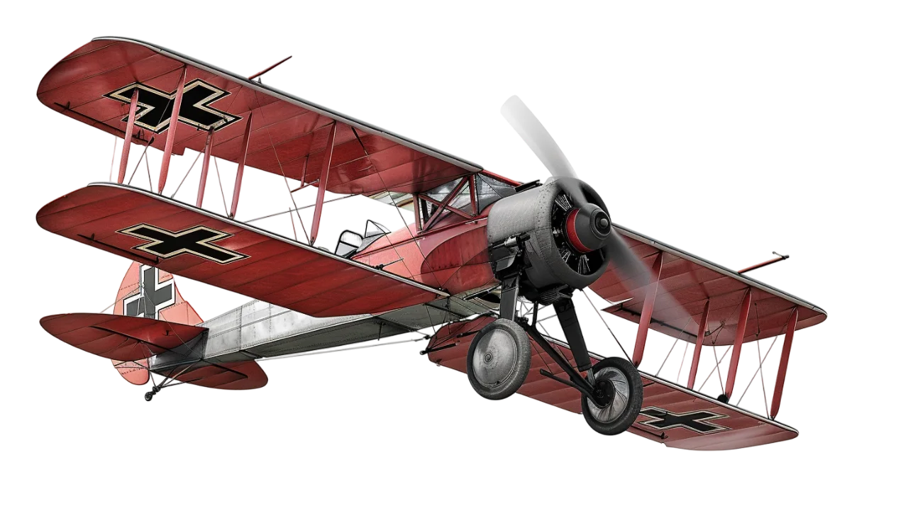 Red World War I Triplane with Iron Cross Markings | Free PNG