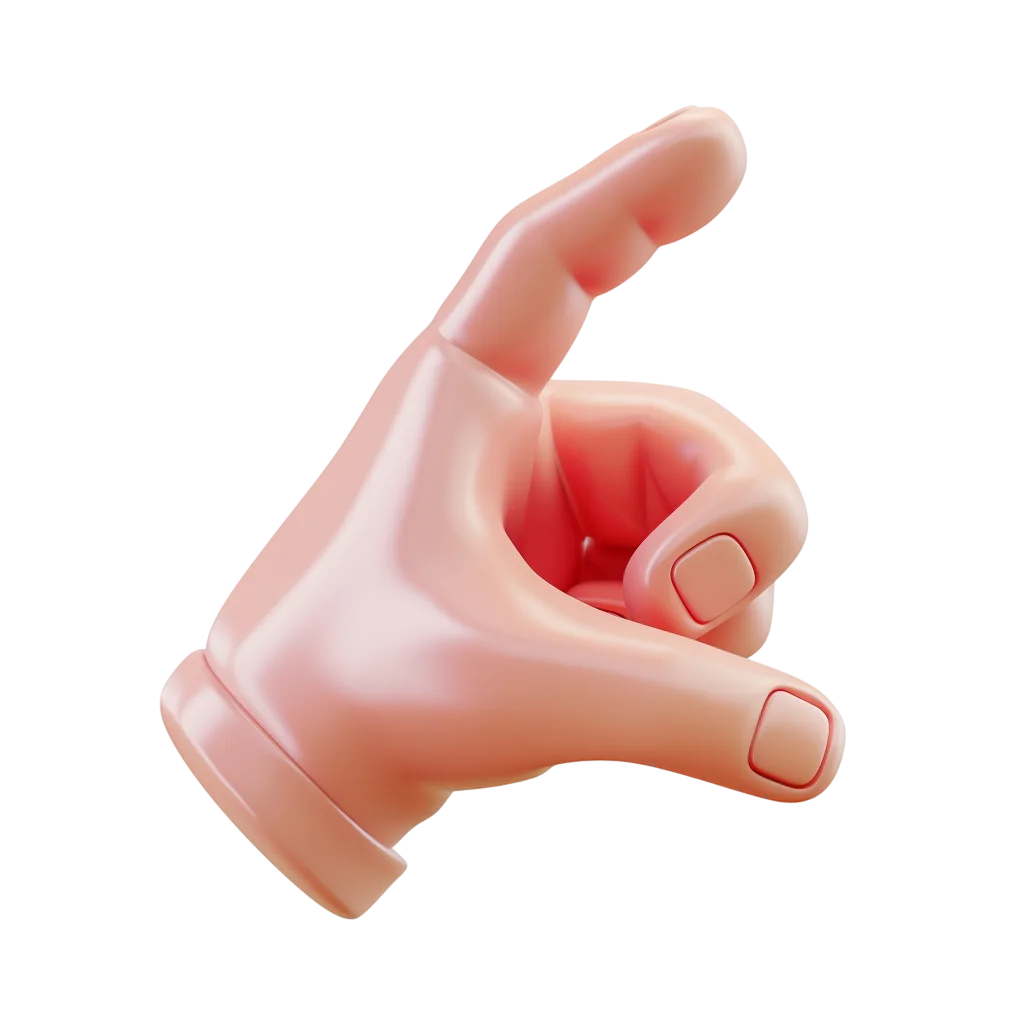 Glossy 3D Hand Making a Measuring Gesture Free PNG
