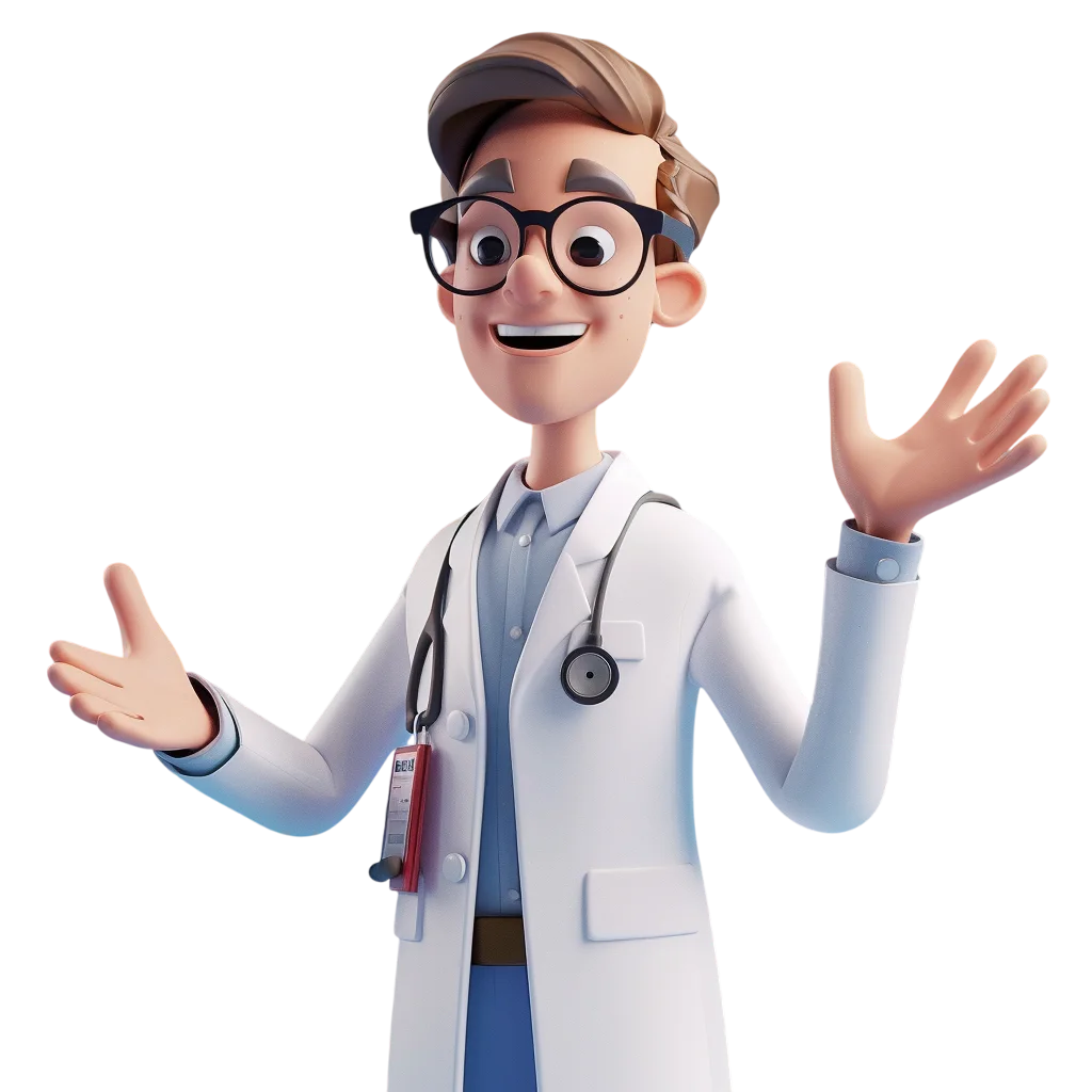 Friendly Cartoon Doctor Character Free PNG