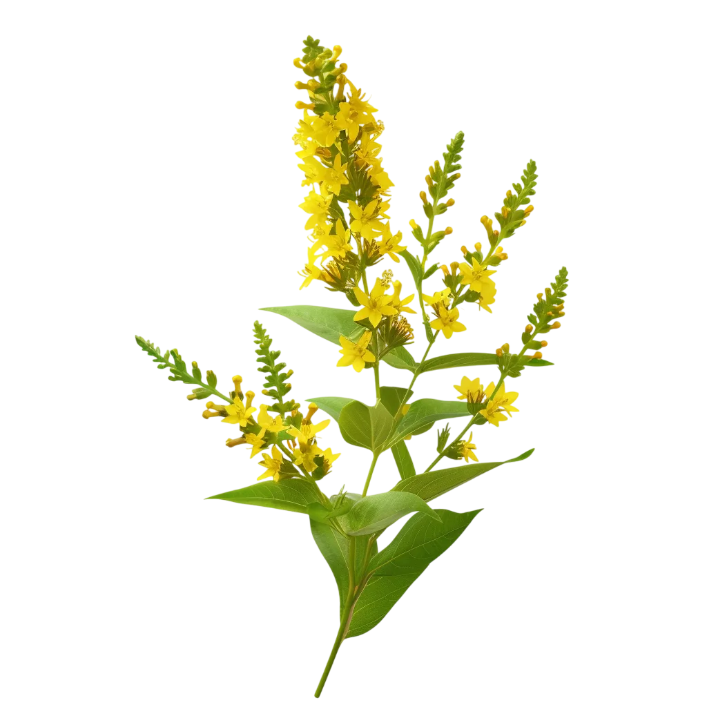 Yellow Loosestrife Sprig with Star-Shaped Blooms Free PNG
