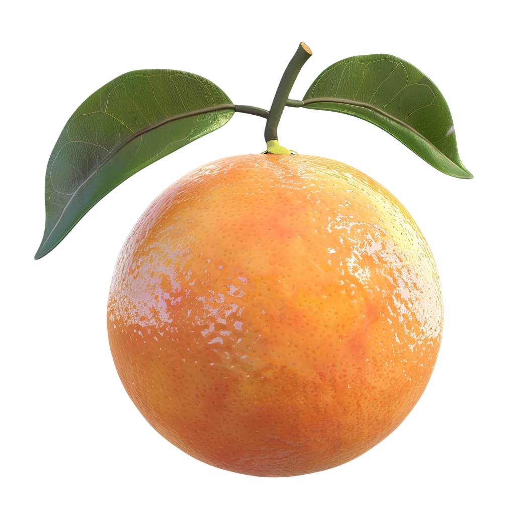 Ripe Orange with Green Leaves | Free PNG