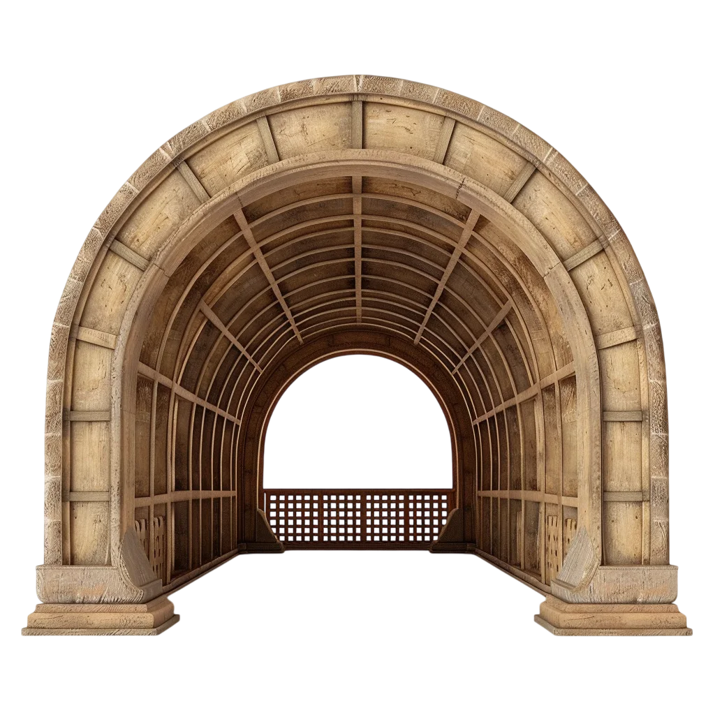 Weathered Wooden Arched Passage Free PNG