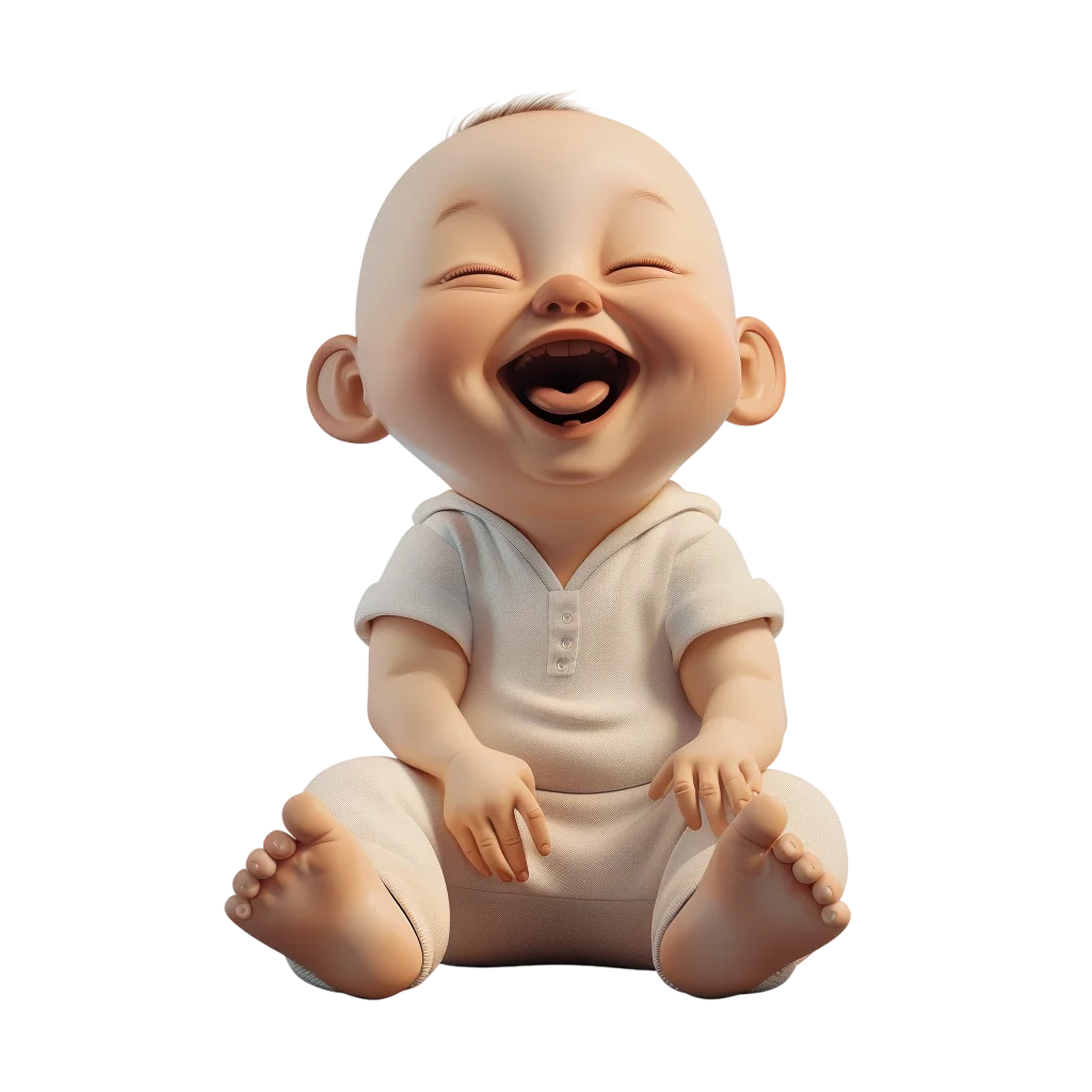 Laughing Baby in Cream Outfit - Free PNG