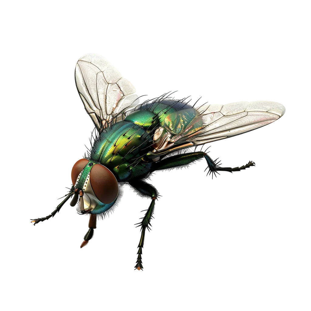Iridescent Green Bottle Fly with Translucent Wings Free PNG