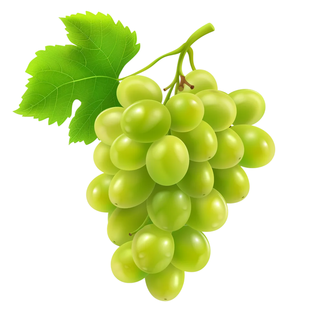 Green Grapes with Leaf Free PNG