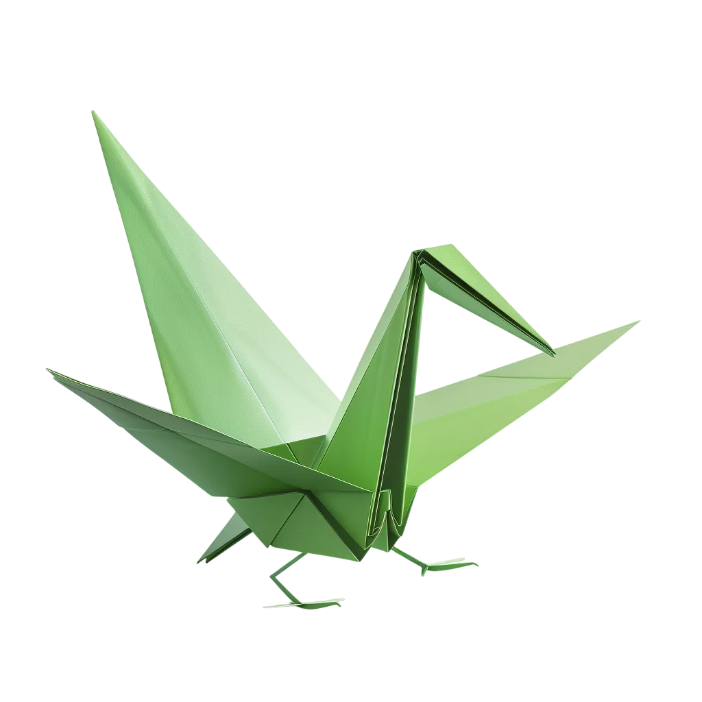 Green Origami Crane Bird Free PNG