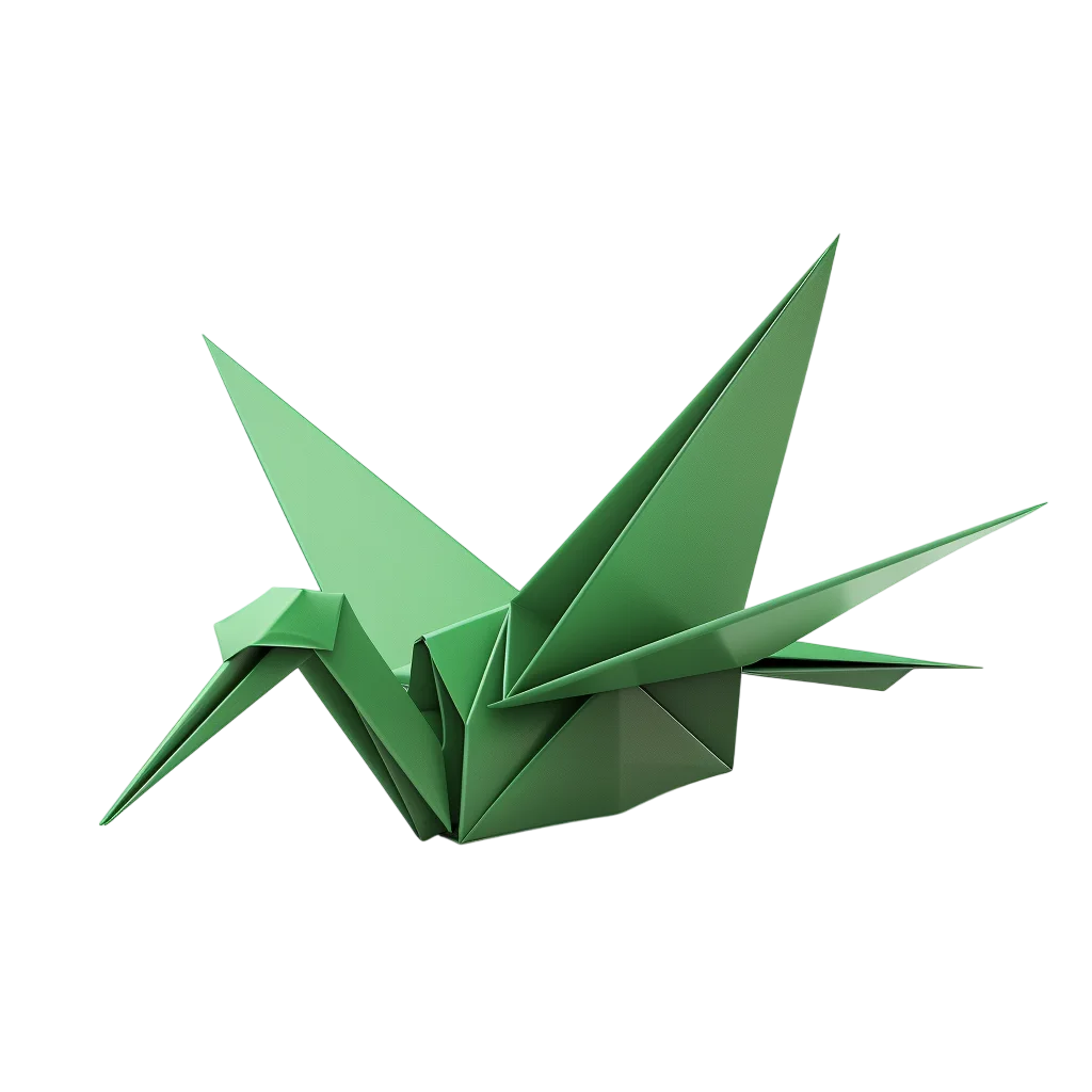 Green Origami Crane Free PNG