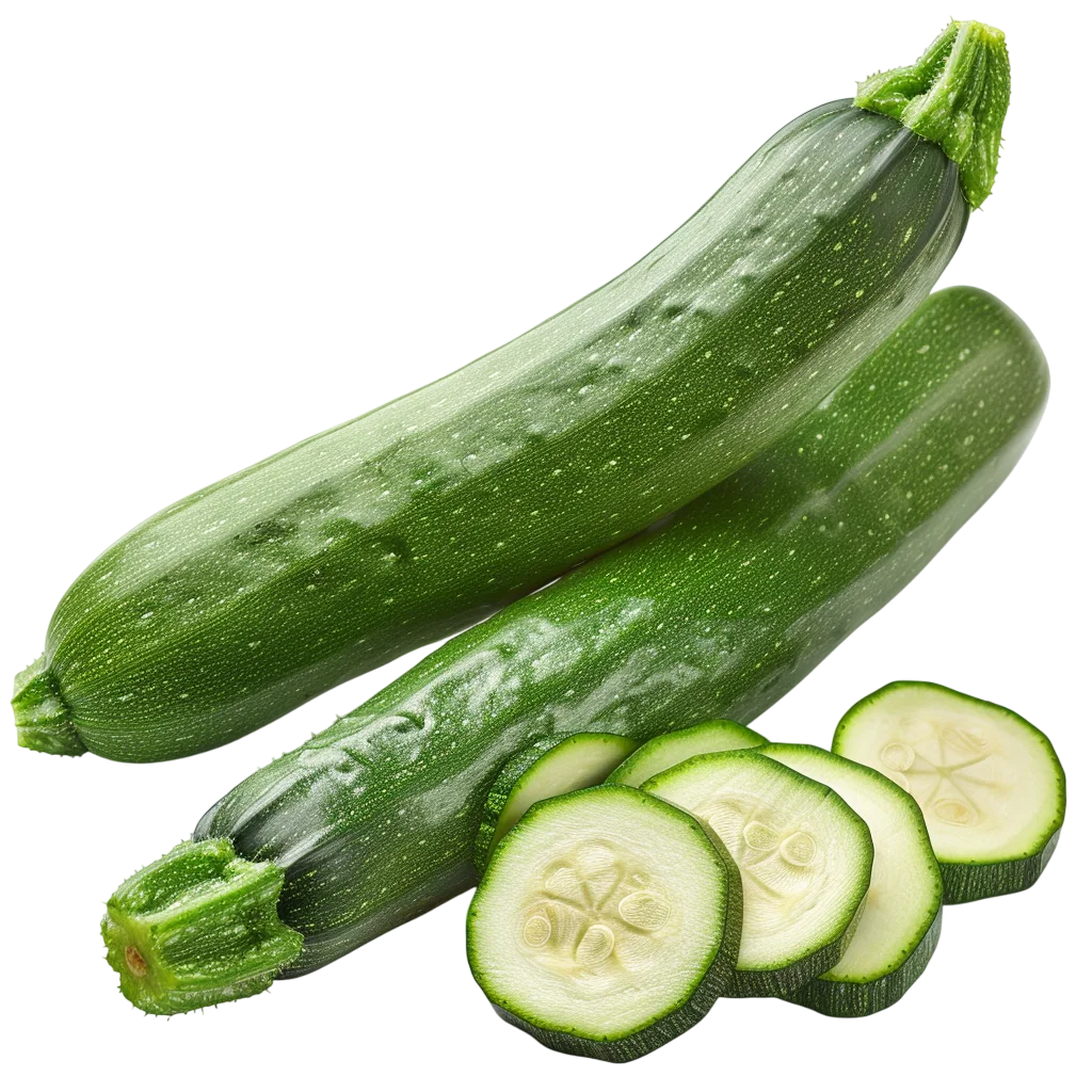 Fresh Green Zucchini with Slices Free PNG