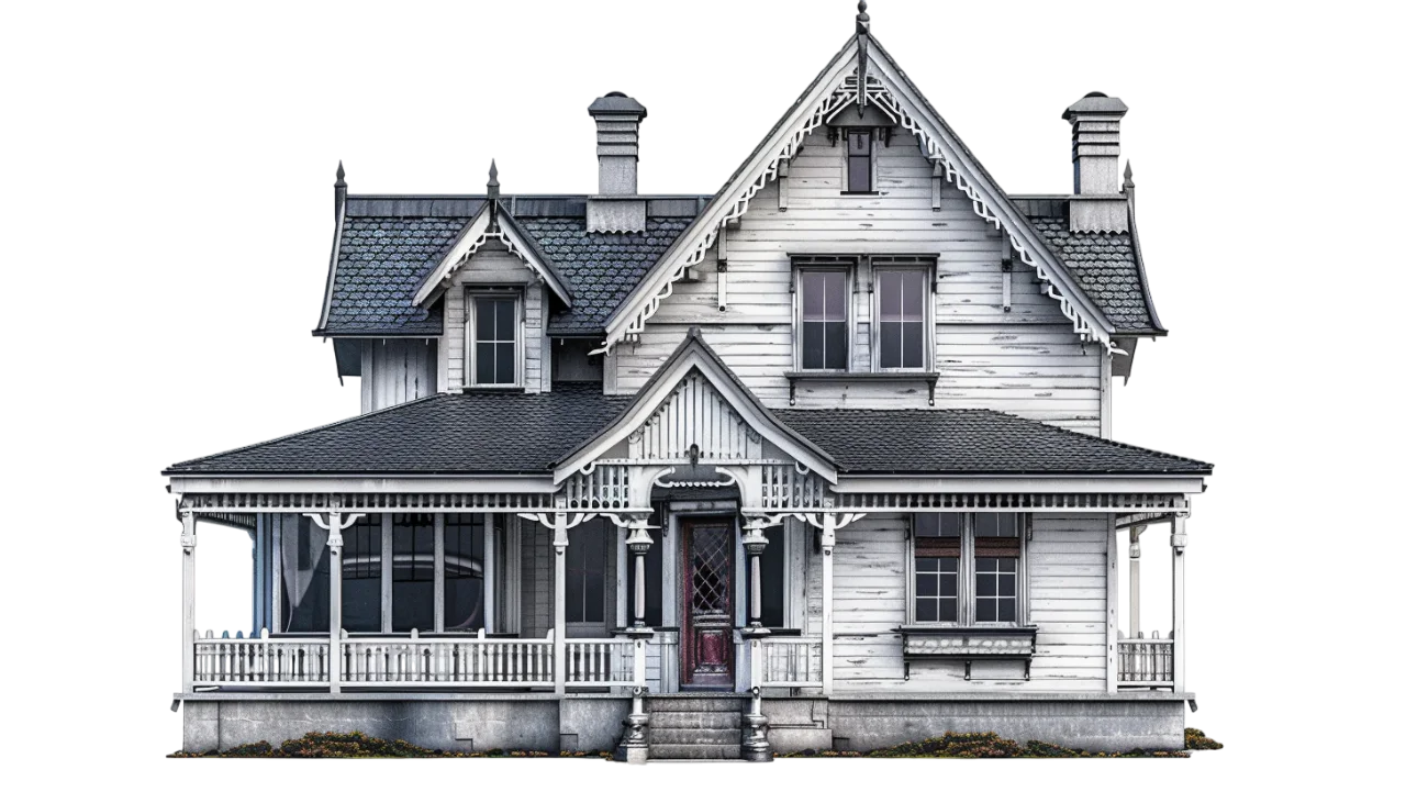 Ornate White Victorian House Free PNG