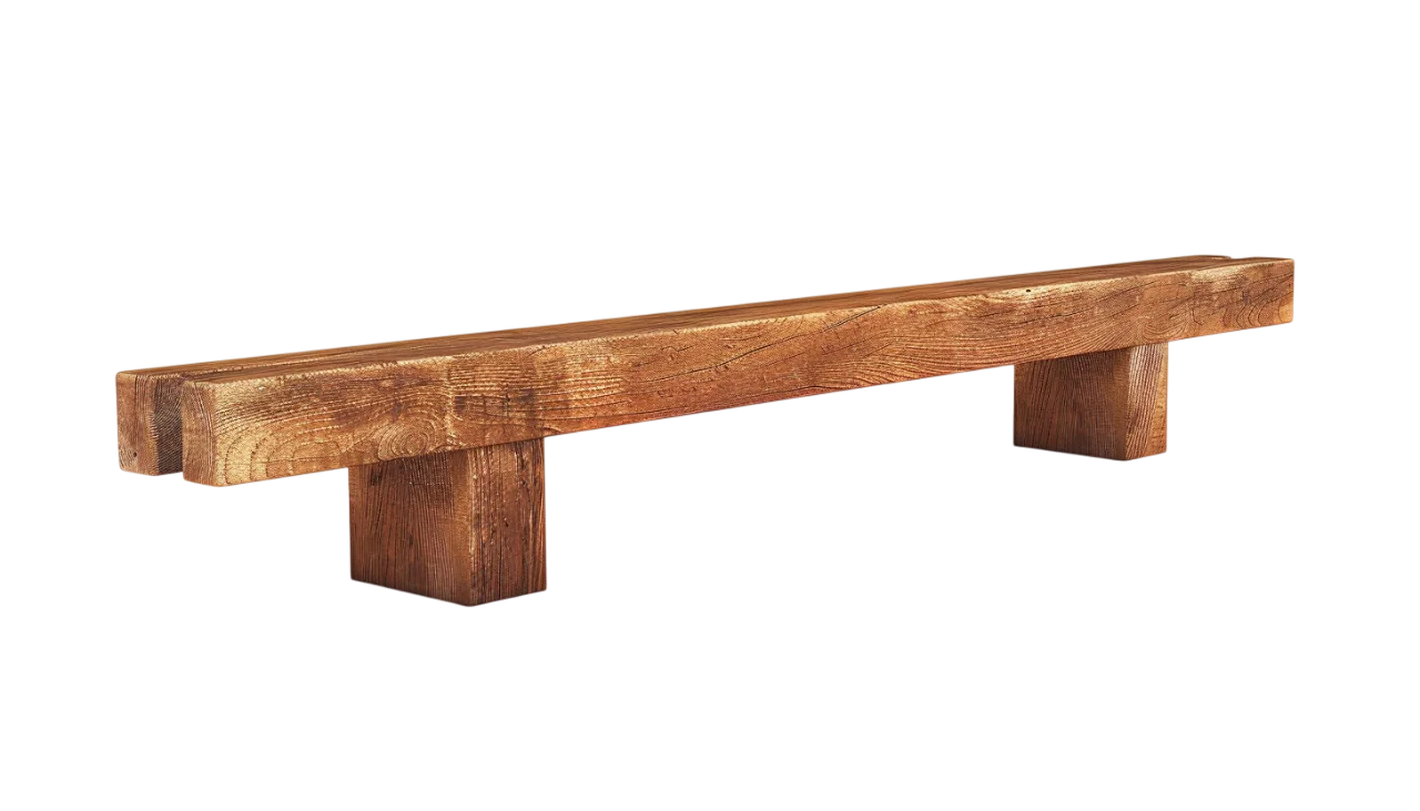 Rustic Wooden Plank Bench Free PNG
