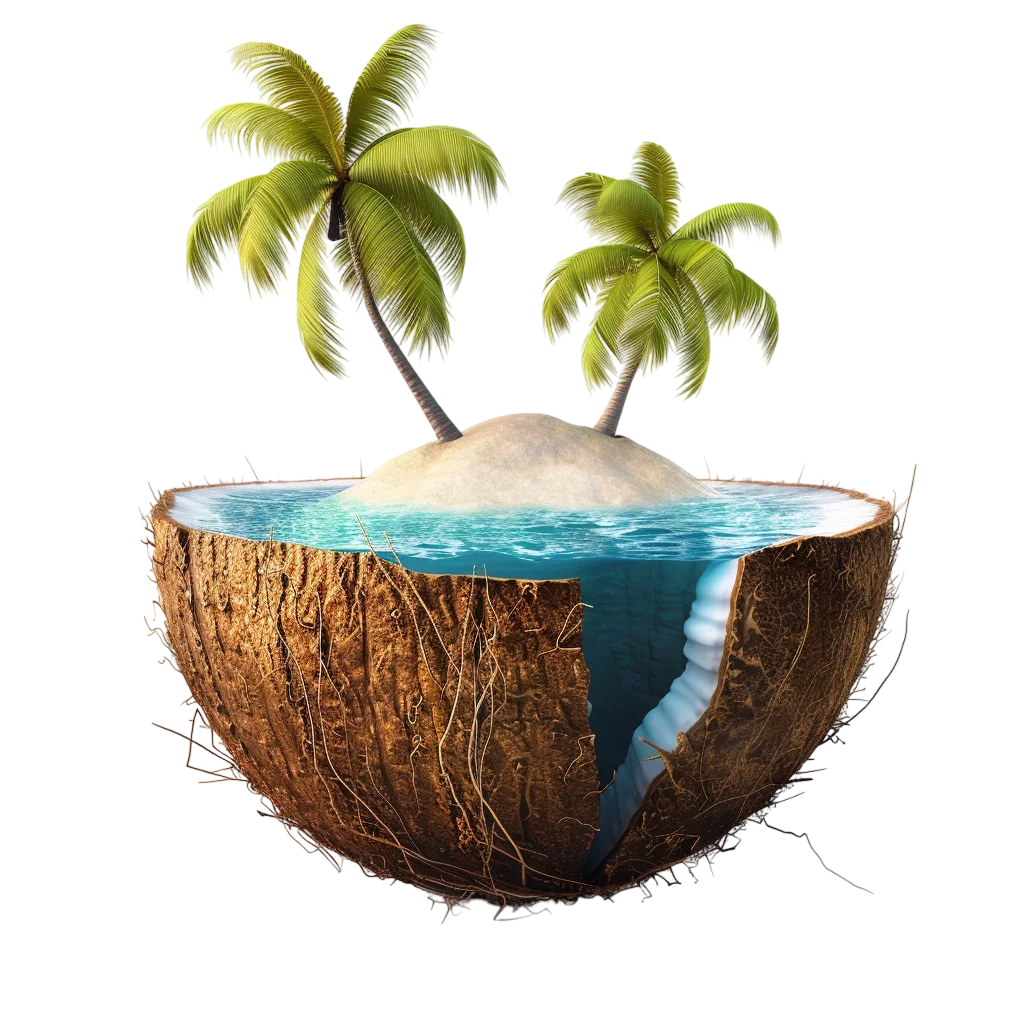 Tropical Island Cutaway with Palm Trees | Free PNG