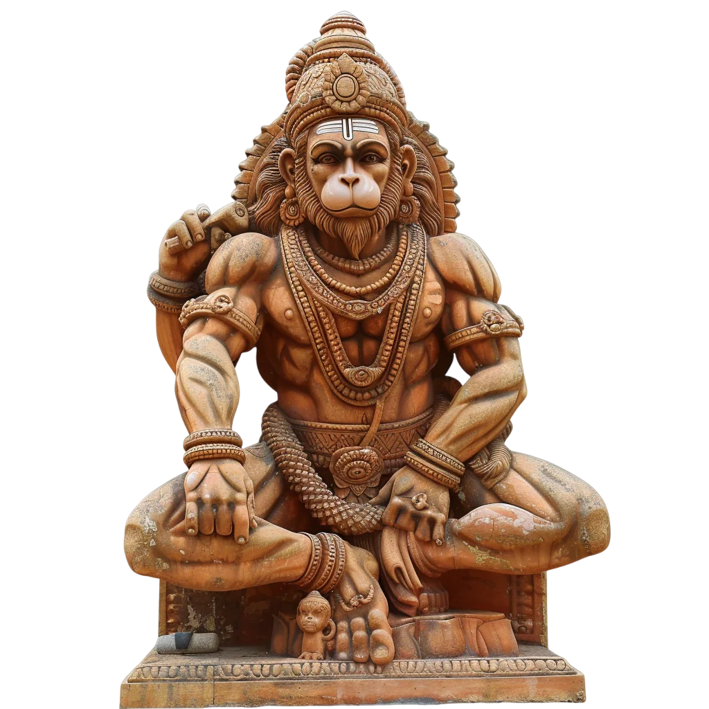 Ornate Seated Hanuman Statue Free PNG